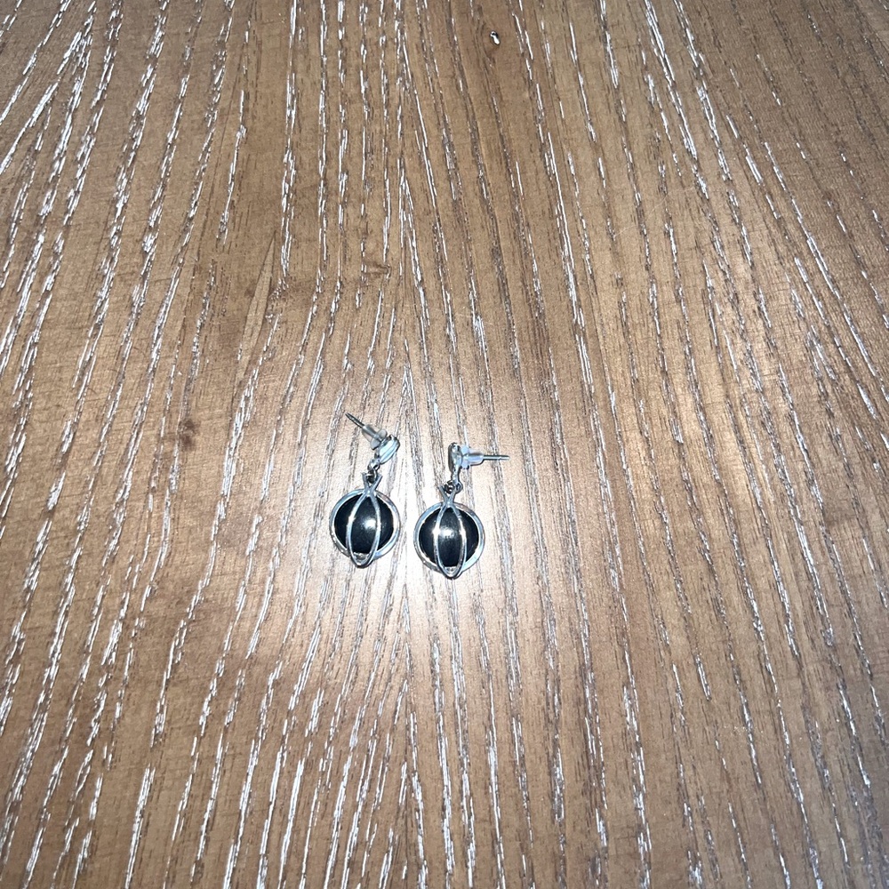 Vintage silver and black earrings
